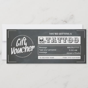 Invitation Bon de Cadeau de Tatouage Personnalisé Simple