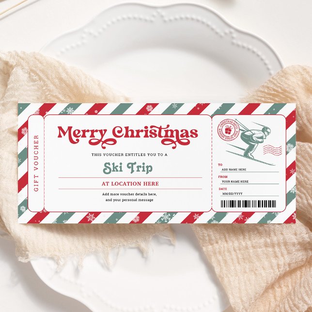 Invitation Bon de cadeau de voyage de ski pour Noël (Créateur téléchargé)