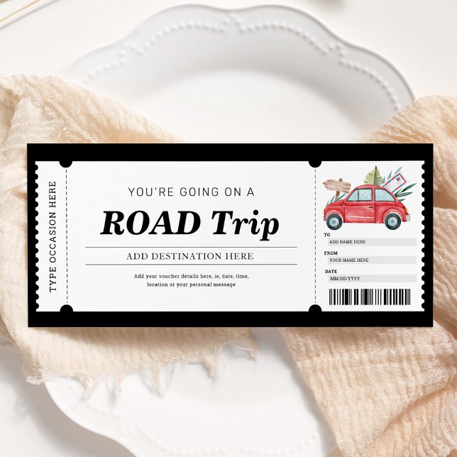 Invitation Bon de cadeau de voyage pour road trip (Créateur téléchargé)