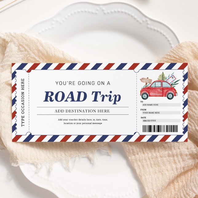 Invitation Bon de cadeau de voyage Road Trip (Créateur téléchargé)