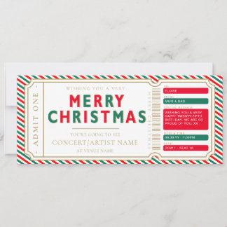 Invitation Bon de cadeau pour billet de concert de Noël Rouge