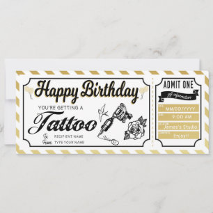 Invitation Bon de cadeau pour encre de tatouage surprise d'an