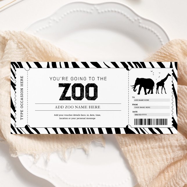 Invitation Bon de cadeau pour un voyage au zoo (Créateur téléchargé)