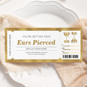Invitation Bon de certificat cadeau or piercing d'oreille