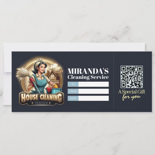 Invitation Bon de certificat cadeau pour services de nettoyag (Devant)