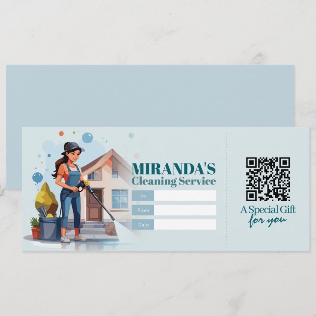 Invitation Bon de certificat cadeau pour services de nettoyag (Devant / Derrière)