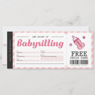 Invitation Bon de certificat cadeau rose pour garde d'enfants