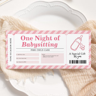 Invitation Bon de certificat cadeau rose pour service de baby