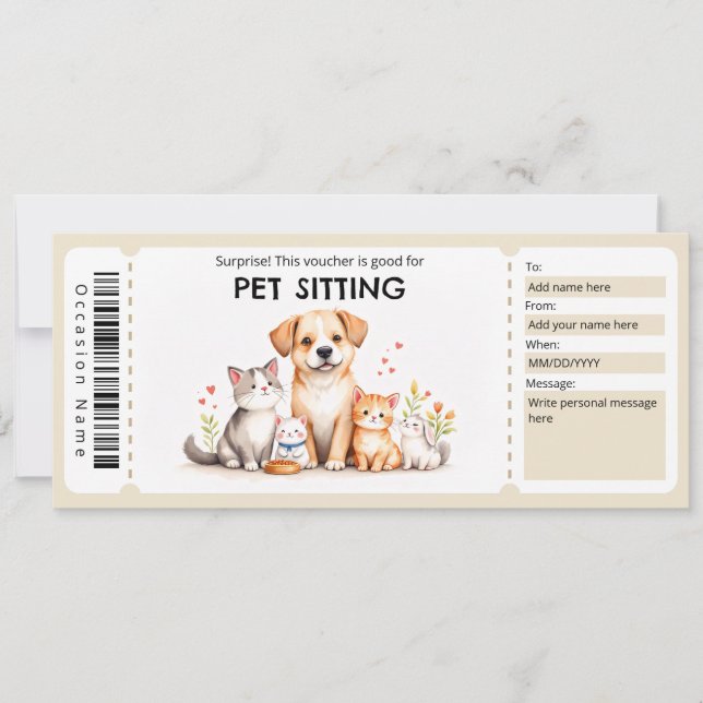 Invitation Bon de Garde d'Animaux (Devant)