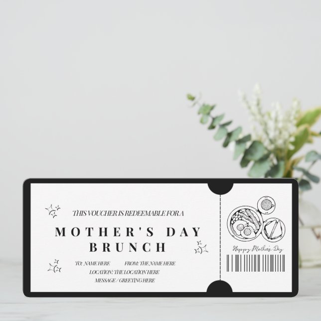 Invitation Bon de Réduction pour un Brunch de la Fête des Mèr (Debout devant)