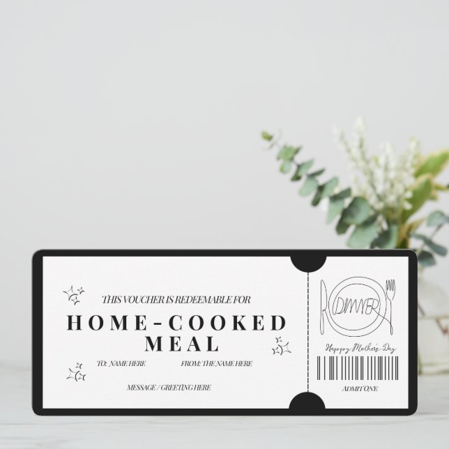 Invitation Bon de réduction pour un repas fait maison minimal (Debout devant)