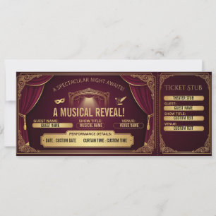 Invitation Bon de révélation de billet de théâtre Broadway