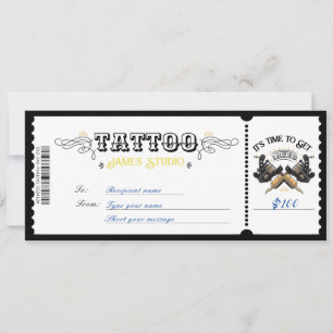 Invitation Bon de Tatouage Personnalisé Certificat Billet Cad