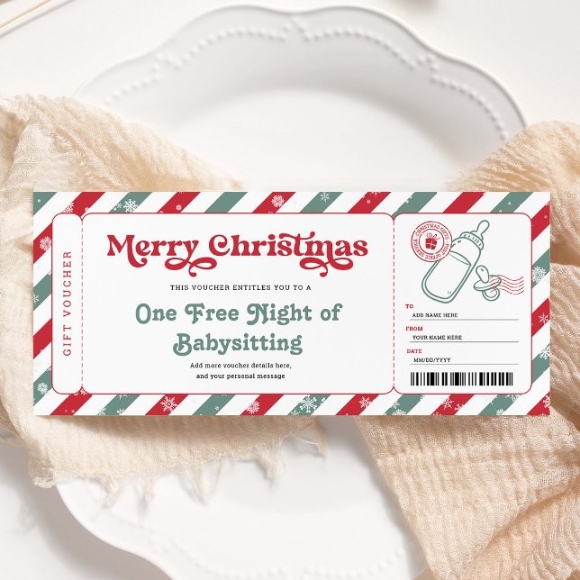 Invitation Bon de voucher de Noël pour baby-sitting (Créateur téléchargé)