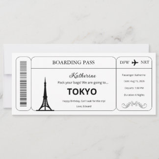 Invitation Bon de voucher personnalisé, Billet d'embarquement