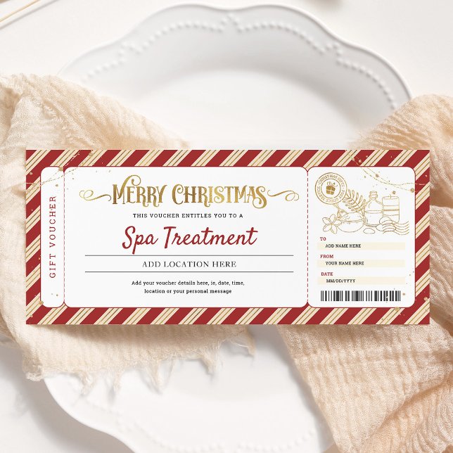 Invitation Bon de voucher pour massage de jour de spa à Noël (Créateur téléchargé)