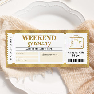 Invitation Bon de voyage cadeau week-end Voyage Voucher Or