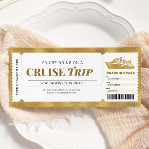 Invitation Bon de voyage Gold Cruise Boarding Pass Travel