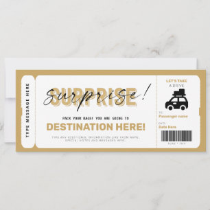 Invitation Bon de voyage surprise Billet cadeau Faux billet d