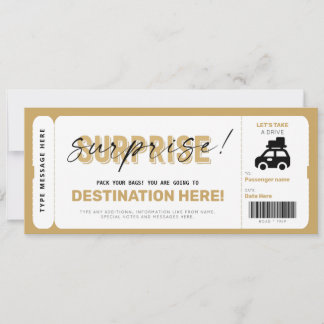 Invitation Bon de voyage surprise Billet cadeau Faux billet d