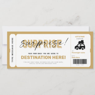 Invitation Bon de voyage surprise Billet cadeau Faux Ticket R