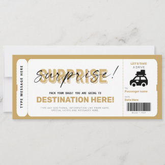 Invitation Bon de voyage surprise Road Trip Faux Billet Cadea