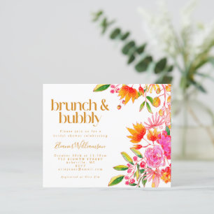 Invitation bon marché rose orange florale pour bru