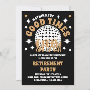 Invitation Bon temps Super Black and Gold Retraite Party