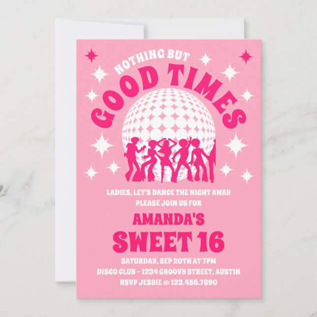 Invitation Bon Temps Super Rose Sweet 16 Fête (Devant)
