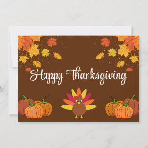 Invitation Bon thanksgiving avec Feuilles, Citrouilles et Tur