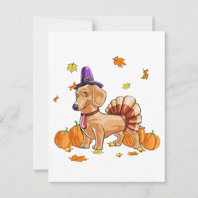 Invitation bon thanksgiving Dachshund Turquie Costume T Fun (Devant)