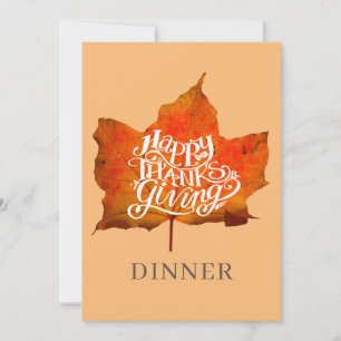 Invitation Bon thanksgiving Dîner Fête Feuilles Automatiques
