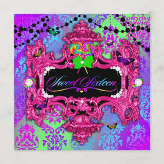 Invitation Bonbon 16 à rose du pays des merveilles de 311