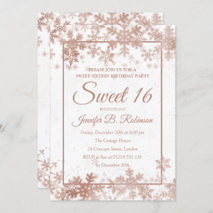 Invitation Bonbon 16 flocons de neige blancs d'aluminium d'or
