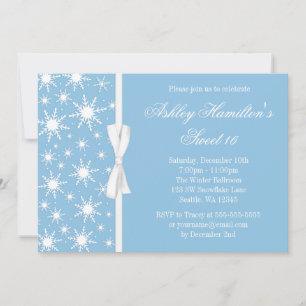 Invitation Bonbon à flocons de neige bleu du pays des