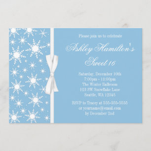 Invitation Bonbon à flocons de neige bleu du pays des