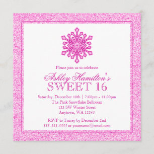 Invitation Bonbon à rose de flocon de neige de parties