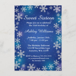 Invitation Bonbon bleu 16 du pays des merveilles d'hiver de