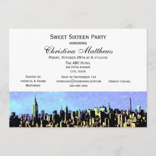 Invitation Bonbon large stylisé 16 H à l'horizon #4 de NYC