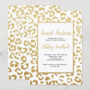 Invitation Bonbon moderne 16 à parties scintillantes d'or de