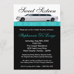 Invitation bonbon turquoise à limousine de 5x7 Turquoi