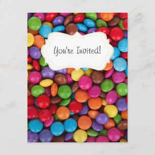 Invitation Bonbons arc-en-ciel colorés