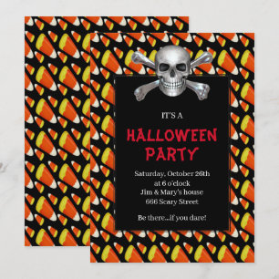 Invitation Bonbons Crâne Et Os De La Fête D'Halloween