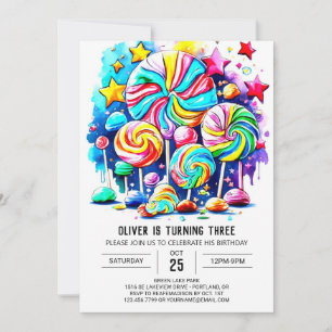 Invitation Bonbons d'aquarelle Printable Anniversaire