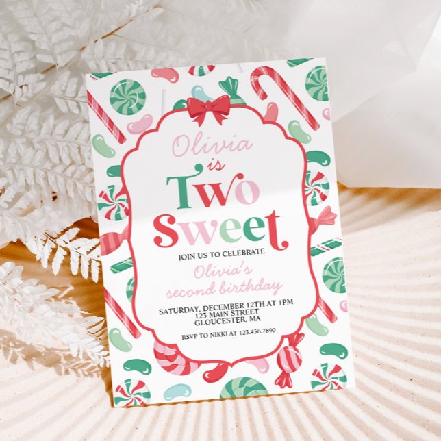 Invitation Bonbons de Noël Two Sweet 2e Anniversaire (Créateur téléchargé)