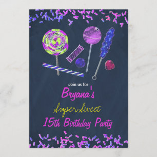 Invitation Bonbons de pays de craie sur tableau noir Dessins