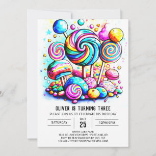 Invitation Bonbons en coton moderne modifiable Anniversaire
