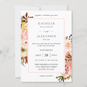 Invitation Bonbons rose et jaune Floral 2 Mariage