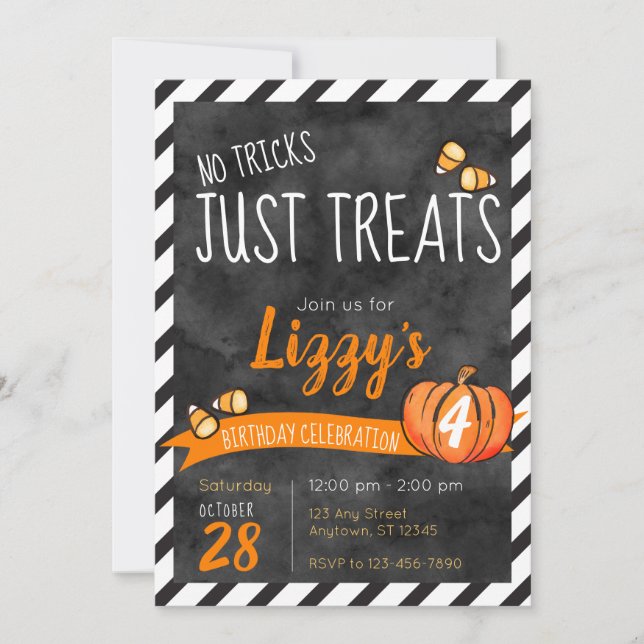 Invitation Bonbons sans farce juste pour Halloween anniversai (Devant)