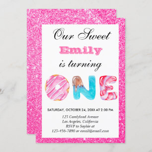 Invitation Bonbons sucrés Parties scintillant rose chaude pre